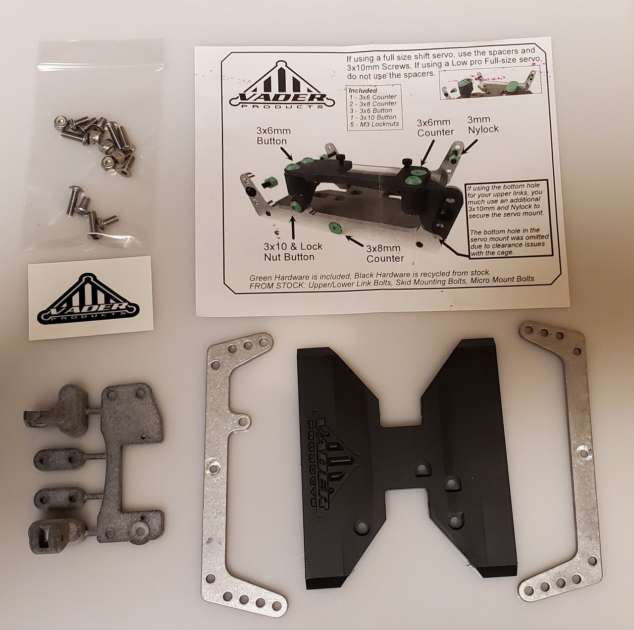 VADER STOCK CAPRA High Clearance Capra Delrin Flat Bottom Skid with dig servo mounts - with v2 mounts