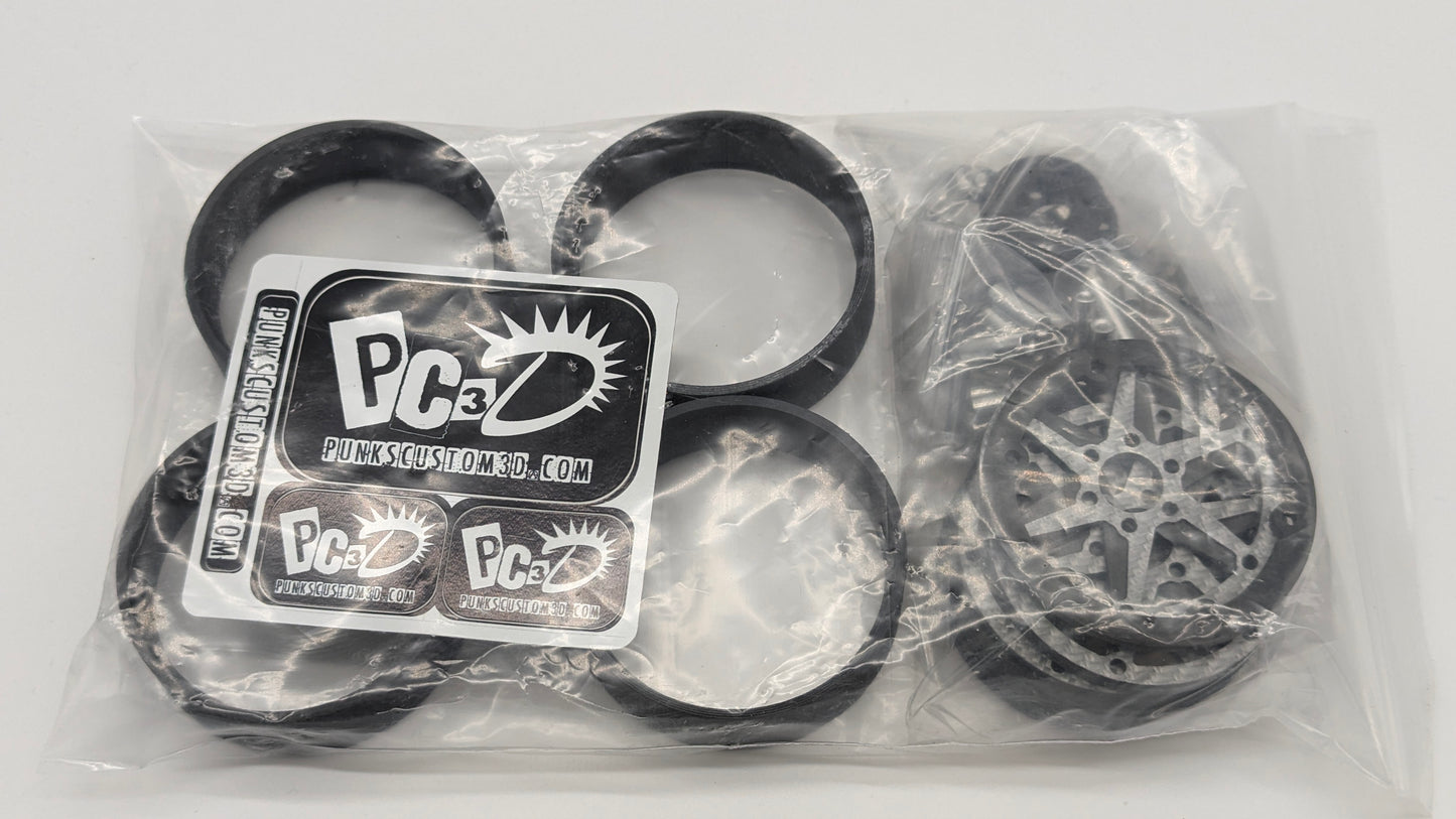 Punks Custom 3D 3 piece 2.2 carbon wheels - Blades 3d/9mm hubs (Colours)