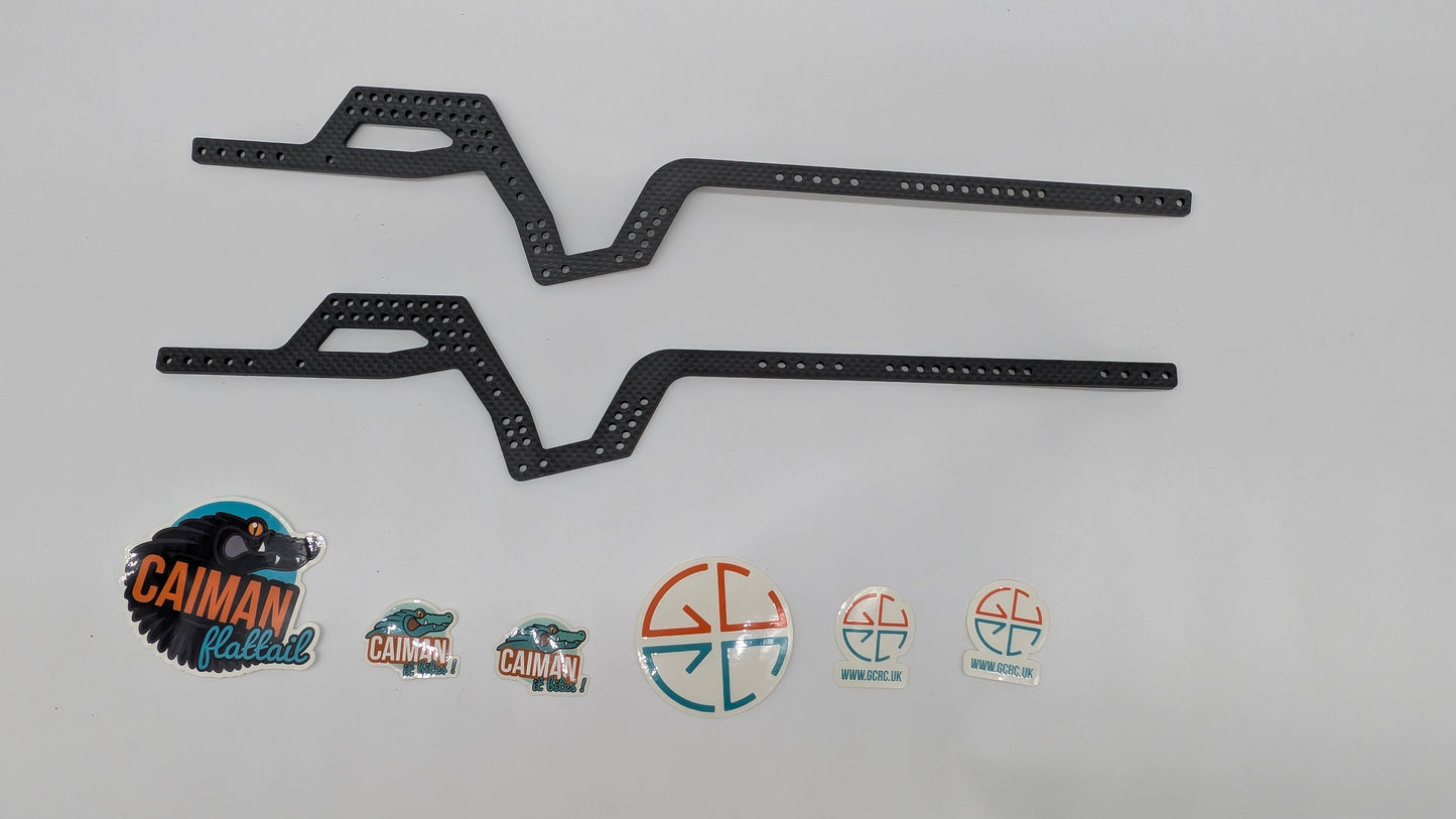 GCRC Caiman BLACK FLATTAIL UK2/3  - Chassis rails (x2) Carbon Fibre